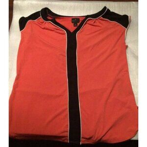 WORTHINGTON Coral Black Sleeveless Stretch Blouse Top Size XLarge XL Beautiful